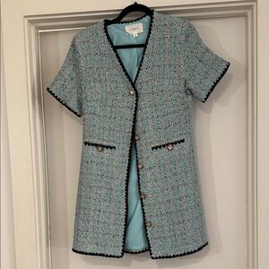 Pomander Place Tweed Mini Dress in Blue and Black